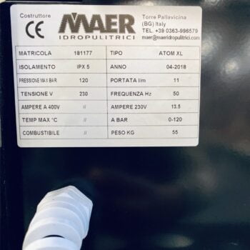 MAER Atom XL 120/11 Koud water hogedrukreiniger 230V - Afbeelding 5