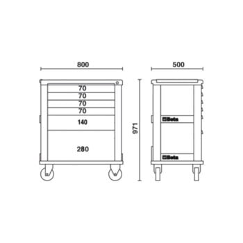 Beta C39/6 Gereedschapwagen met zes laden - Oranje leeg - Afbeelding 6