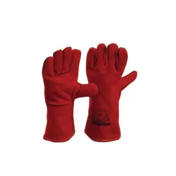 Weldkar Lashandschoen Rund-Splitleer roodbruin - 35cm