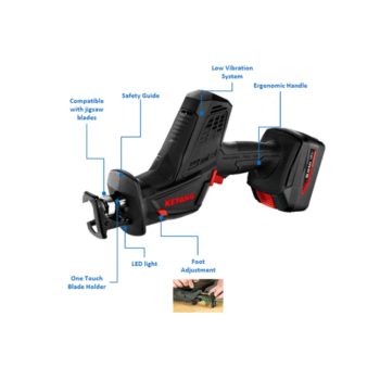 Keyang RS18L-O Accu Recipro-/decoupeerzaag 18V 2x5.0Ah - Afbeelding 3