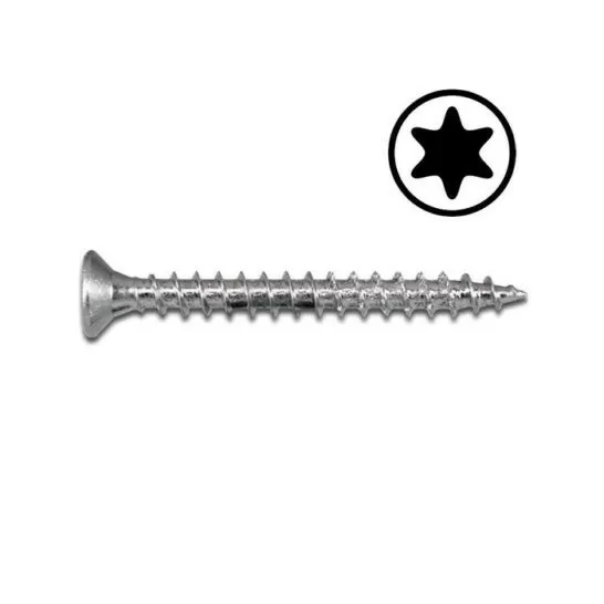 Kenmerken Wofix Spaanplaatschroef TX15 Verzinkt Voldraad Fijn - 3.5 x 25 mm - 15.200 stuks