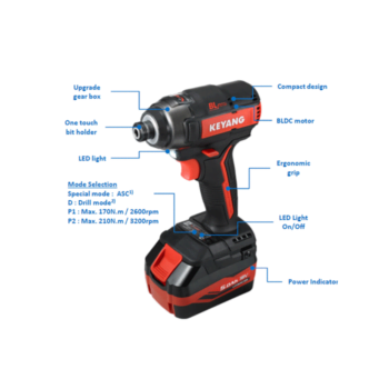 Keyang DW18BLA Accu universele slagmoersleutel/slagschroevendraaier 18V 5.0Ah - Afbeelding 3