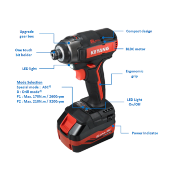Keyang ID18BLA Accu slagschroevendraaier 18V 2x5.0Ah - Afbeelding 3
