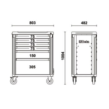 Beta C37/8 Gereedschapswagen met 8 laden – Diverse kleuren leeg - Afbeelding 7