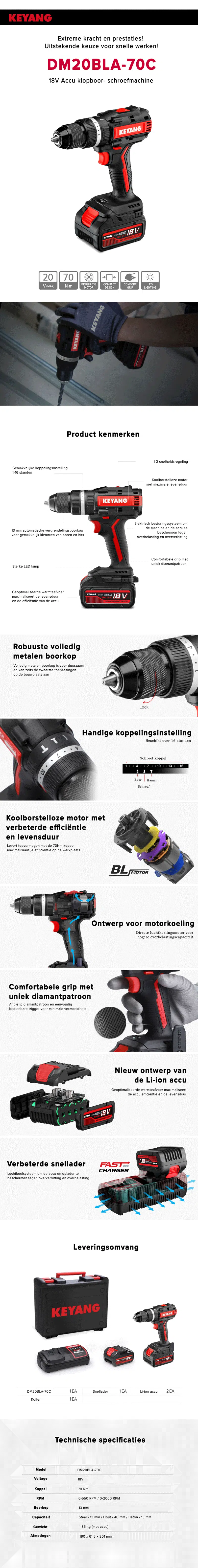 Accu klopboor- schroefmachine Keyang