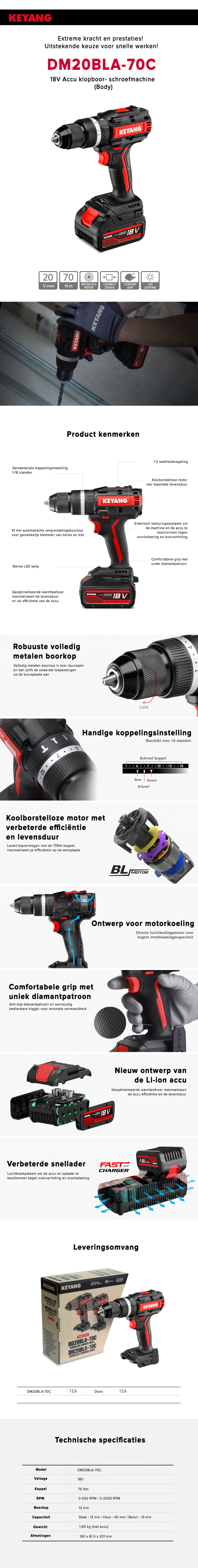 Accu klopboor- schroefmachine Keyang BODY