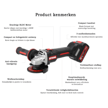Keyang DG20BLH-125SV Accu haakse slijper 125mm 18V - BODY - Afbeelding 3