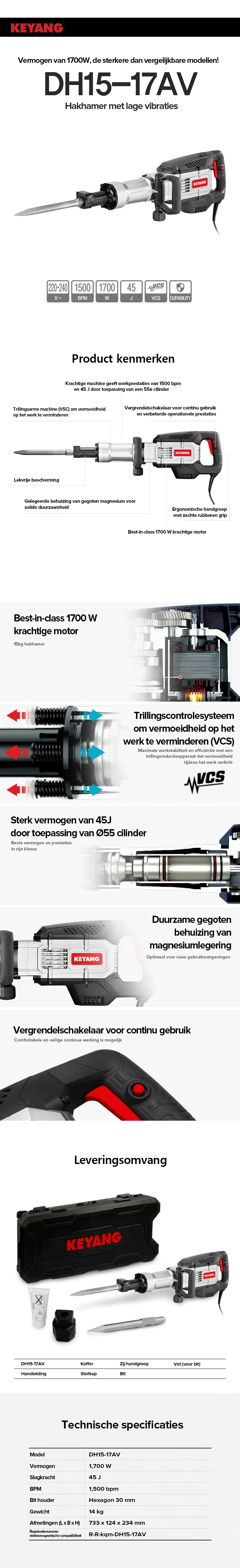 Hakhamer met lage vibraties Keyang DH15-17AV