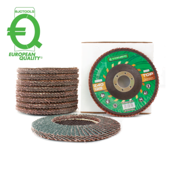 Eggenberg TOP Lamellenschijf Conisch Zirkonium 125mm INOX/Staal - K40/60/80 Eggenberg TOP Lamellenschijf Conisch Zirkonium 125mm INOX/Staal - K40/60/80