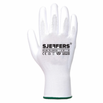 Sjeffers Nylon PU-Coated Werkhandschoenen Wit 12 paar - Maat 6 t/m 11