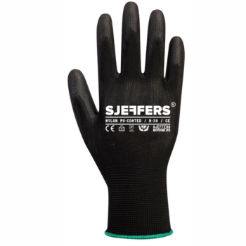 Sjeffers Nylon PU-Coated Werkhandschoenen Zwart 12 paar - Maat 8 t/m 11