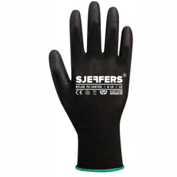 Sjeffers Nylon PU-Coated Werkhandschoenen Zwart 12 paar - Maat 8 t/m 11