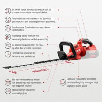 DCK Tools Accu Heggenschaar 58V 650mm - BODY - KDHT58261Z - Afbeelding 5