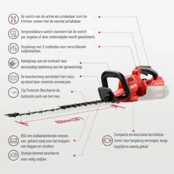 DCK Tools Accu Heggenschaar 58V SET - 650 mm - met 2x2.5Ah Accu & Snellader - KDHT58261EK - Afbeelding 5
