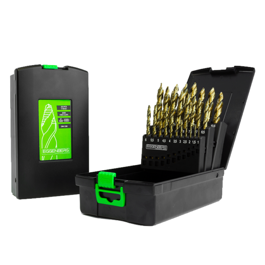 Eggenberg HSS Co5% Spiraalborenset met STEP POINT M35 DIN338 – 25-delig 1-13 mm 3