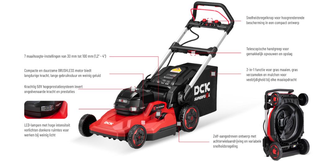 58V SUPERFUEL ACCU BRUSHLESS ZELF-AANGEDREVEN GRASMAAIER