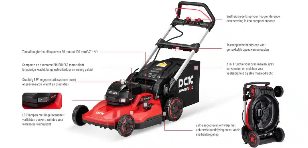 58V SUPERFUEL ACCU BRUSHLESS ZELF-AANGEDREVEN GRASMAAIER