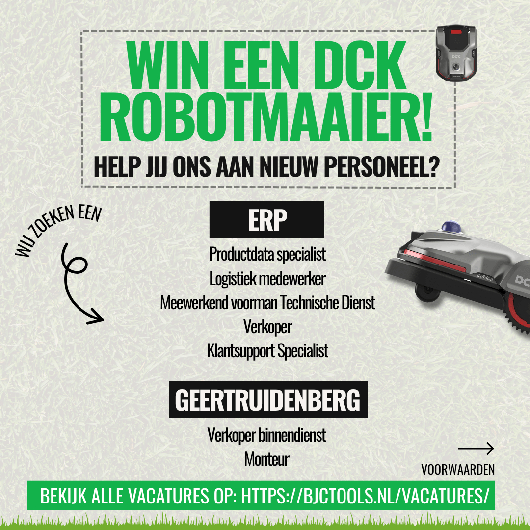 BJC Tools Wervingsactie - Verdien een DCK Robotmaaier t.w.v. €1999