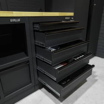 Pillar Werkplaatsinrichting Modulair – Hardhouten werkblad – diepte 61,5 cm – Midnight Black design - Afbeelding 14