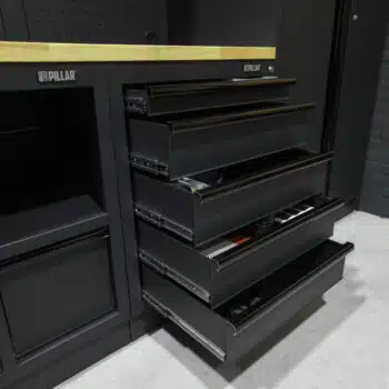 Pillar Werkplaatsinrichting Modulair – Hardhouten werkblad – diepte 61,5 cm – Midnight Black design - Afbeelding 14