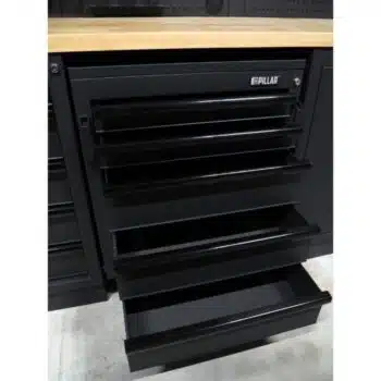 Pillar Werkplaatsinrichting Modulair – Hardhouten werkblad – diepte 61,5 cm – Midnight Black design - Afbeelding 8