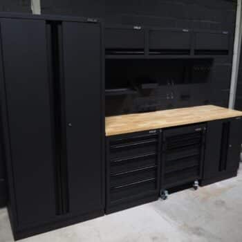 Pillar Werkplaatsinrichting Modulair – Hardhouten werkblad – diepte 61,5 cm – Midnight Black design - Afbeelding 4