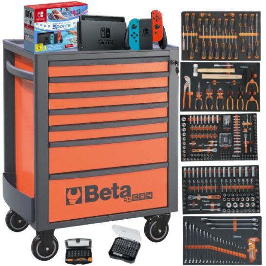 Beta Gereedschapswagen 7 laden RSC24_7FO 390-delige Gereedschapsset + Nintendo Switch Sports game