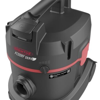 Vooraanzicht van de Sprintus Floory ZERO compacte professionele stofzuiger.