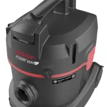 Vooraanzicht van de Sprintus Floory ZERO compacte professionele stofzuiger.
