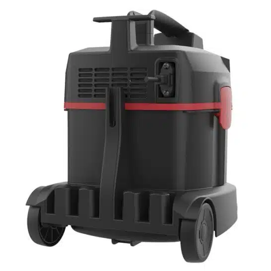 De achterkant van de Sprintus Floory ZERO stofzuiger met aansluitingen en kabelopslag.