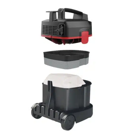 Exploded view van de Sprintus Floory ZERO stofzuiger met overzicht van alle onderdelen.